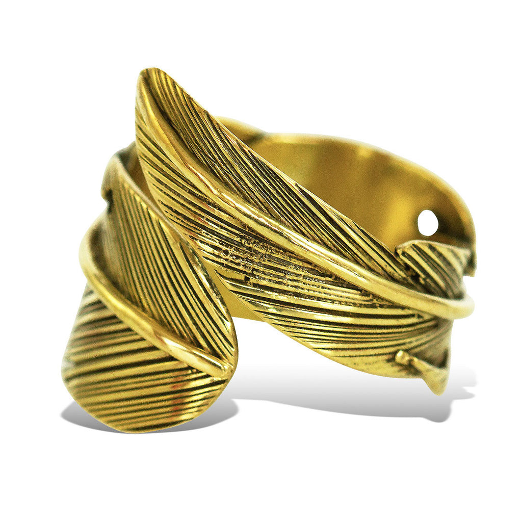 RBR-001: Wrapped Feather Ring - Brass – Coco Loco Jewelry