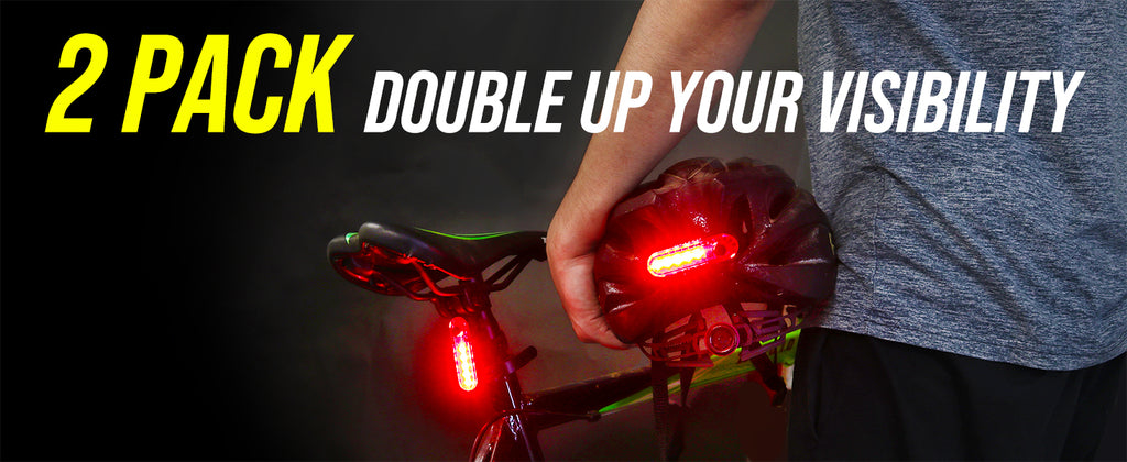 USB-C Rechargeable Bike Tail Light 2 Pack, Cyborg 120T Bright Red LED Bicycle Rear Light, Waterproof Helmet Lights, Cycling Flashlight Safety Reflectors Accessories, Fits Adult, Kids MTB