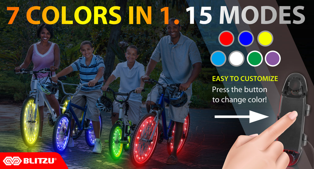 2-Tire Pack 7 Colors in 1 LED Bike Wheel Lights