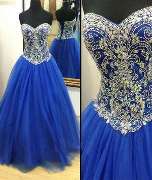 royal blue tulle prom dress