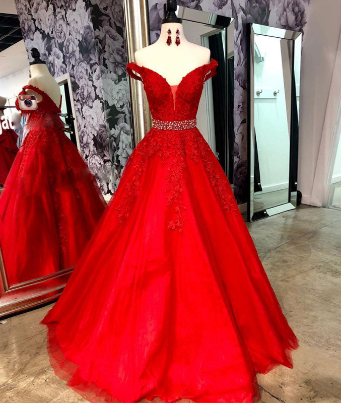 long red tulle dress