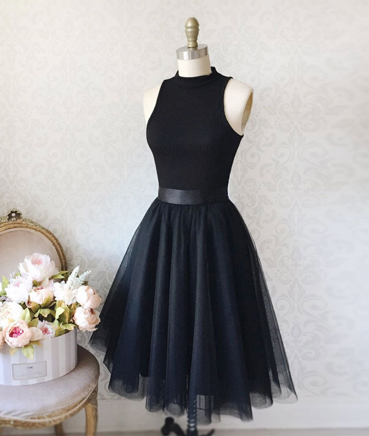 black tulle cocktail dress