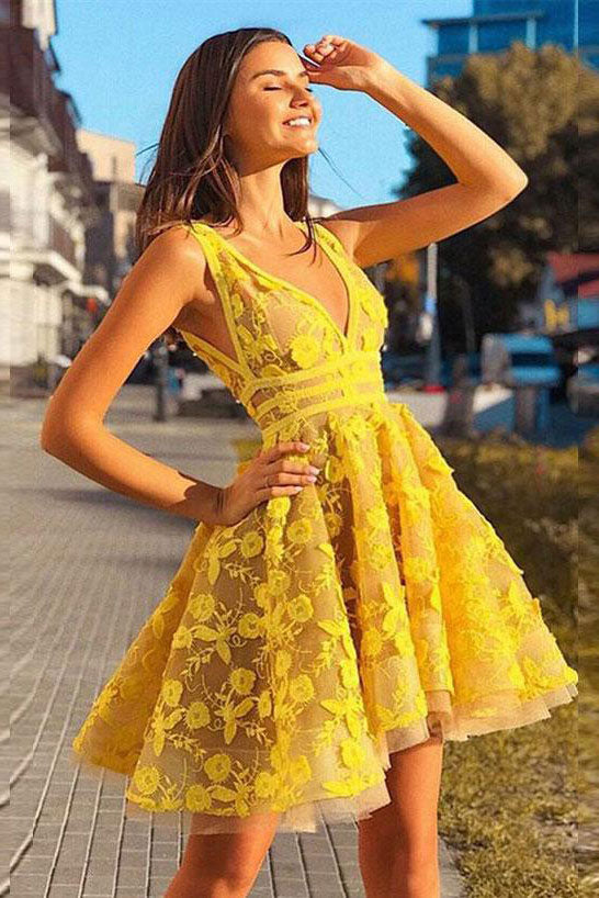 yellow hoco dress