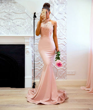 long pink mermaid dress