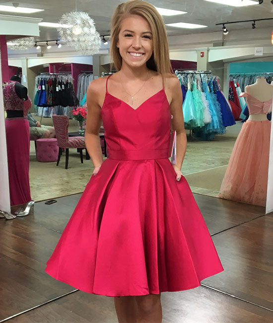 simple red formal dress