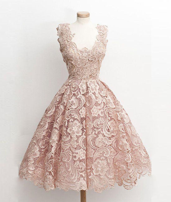 pink lace bridesmaid dress