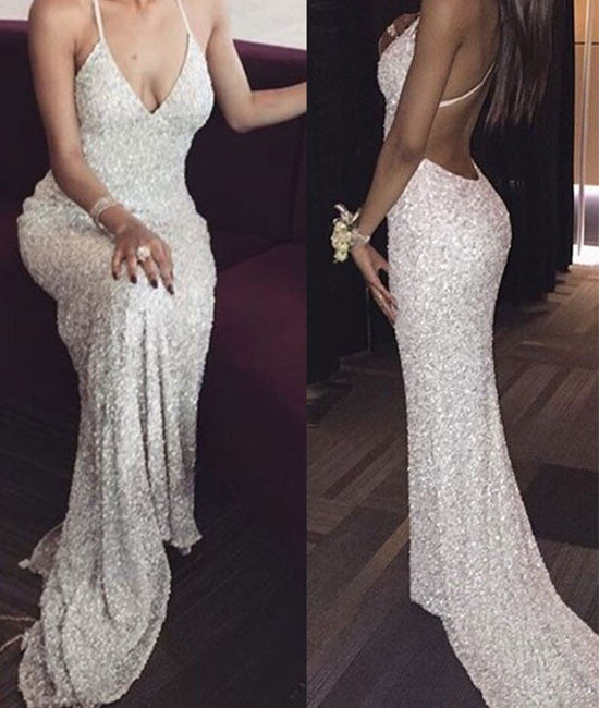 backless sequin prom dress