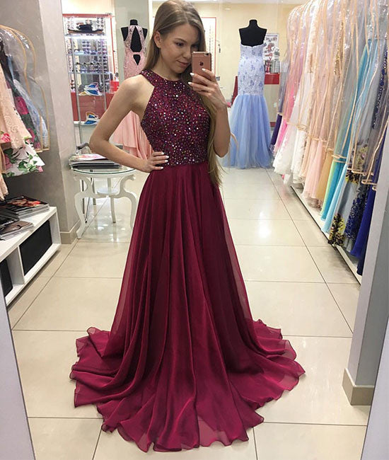 burgundy grad dress