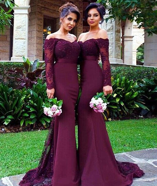 maroon long prom dress