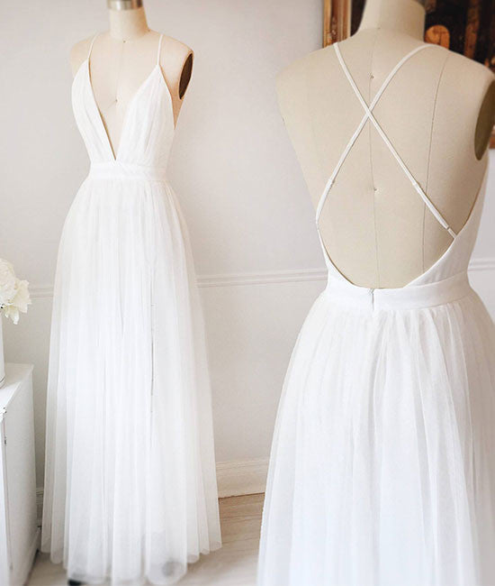 white tulle long dress