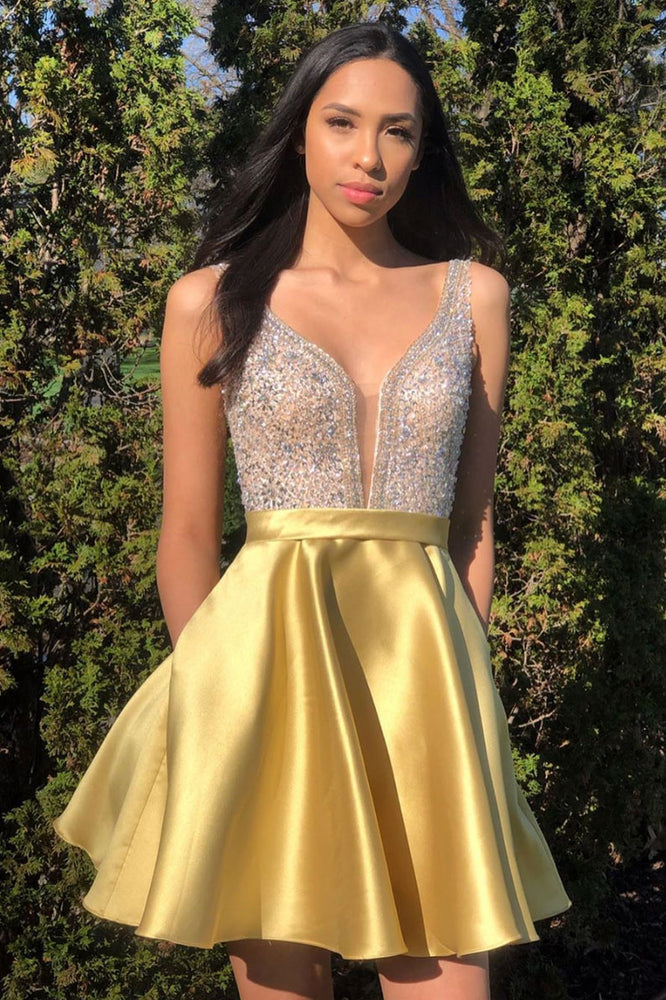 gold satin formal dress