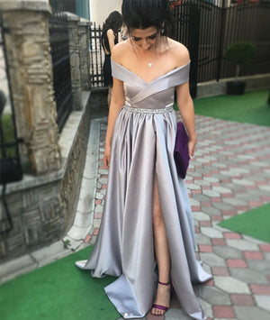 satin gray dress