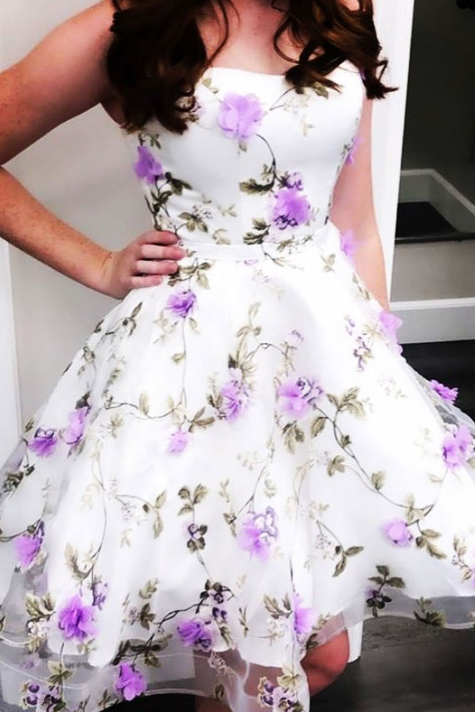 white and purple prom dress