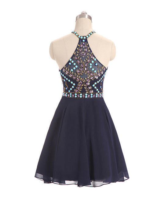 Short prom dresses dark blue