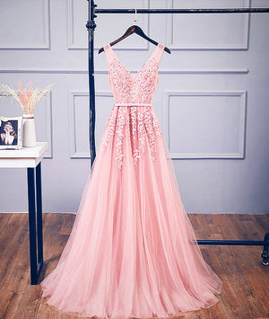 pink long wedding dress