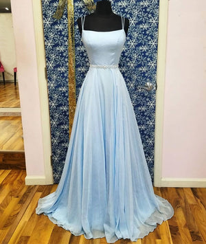 simple blue prom dress