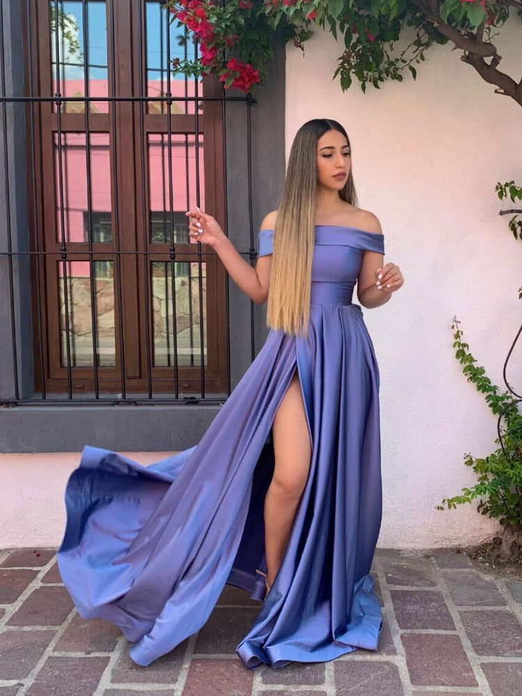 Royal blue chiffon long prom dress, blue bridesmaid dress – shdress