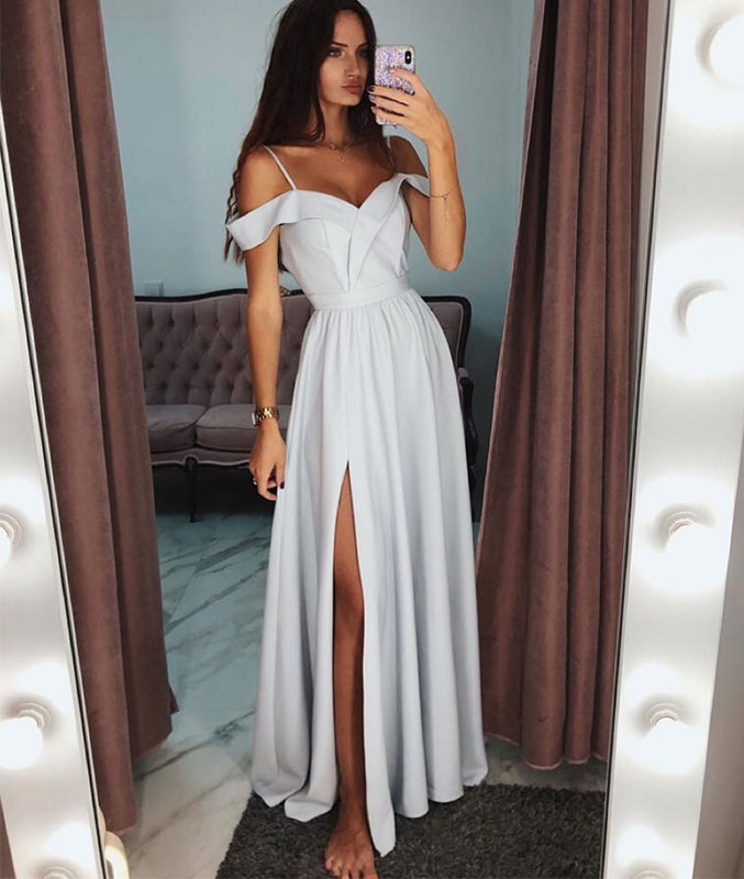 simple white prom dresses