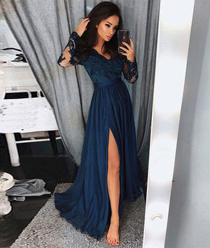 dark blue long gown