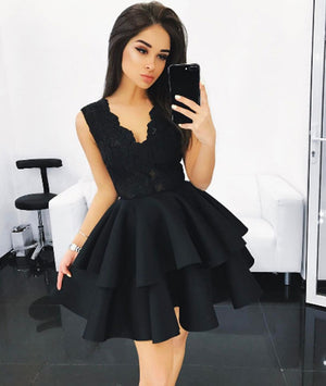 lace dress black short