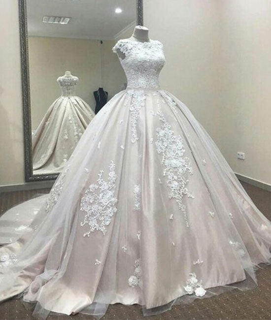 Custom made A line lace tulle long prom dress, ball gown – shdress