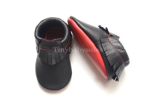 Black with Red Bottoms Moccasins 