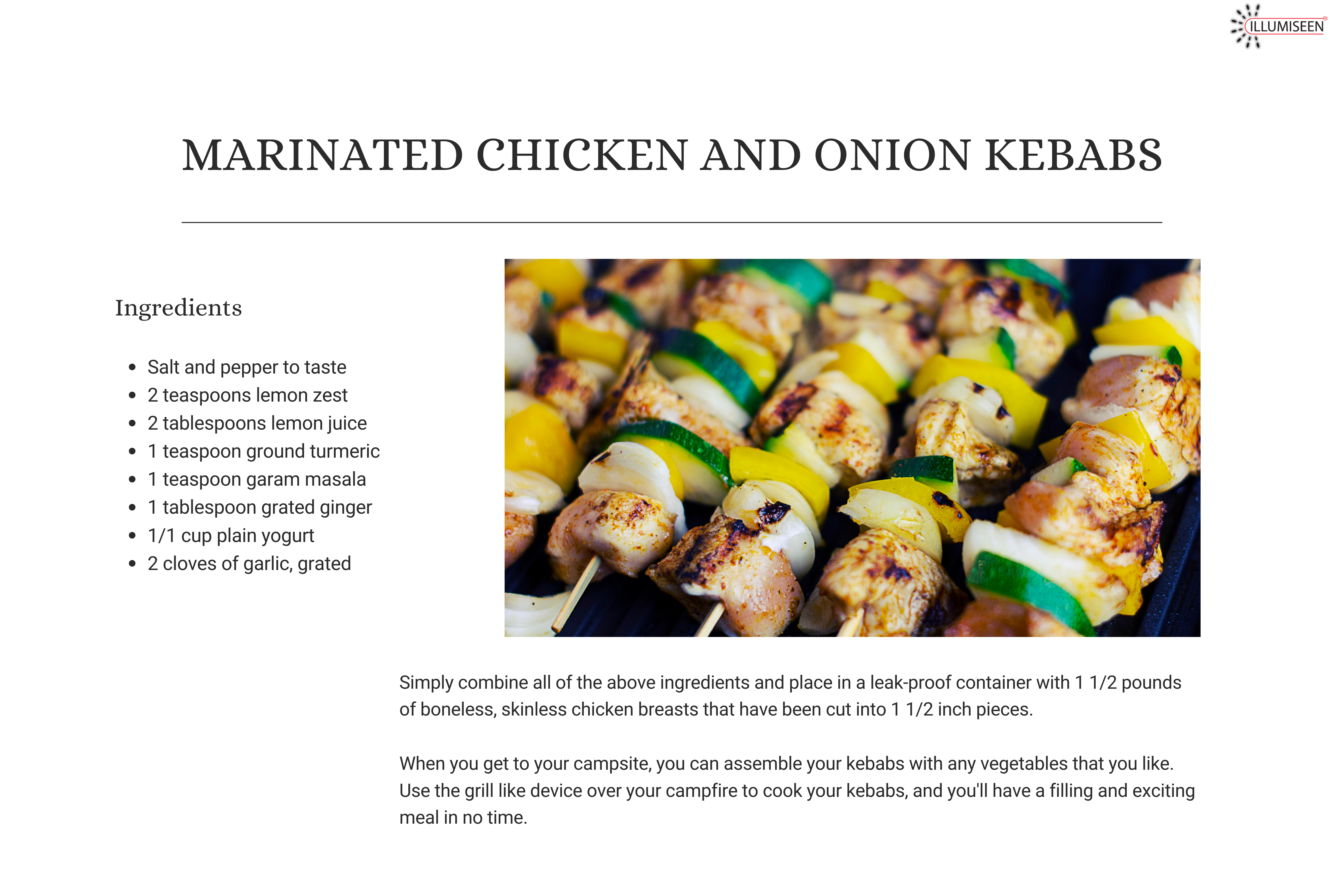 Marinated Chicken and Onion Kebabs