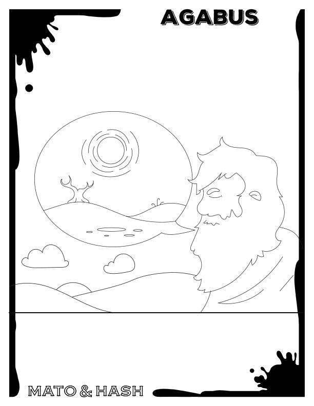 Mato & Hash printable PDF Bible coloring page of Agabus predicting famine by Jack Heberling