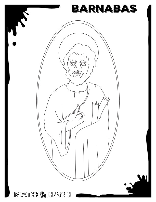 Mato & Hash printable PDF Bible coloring page Saint Barnabas by Jack Heberling