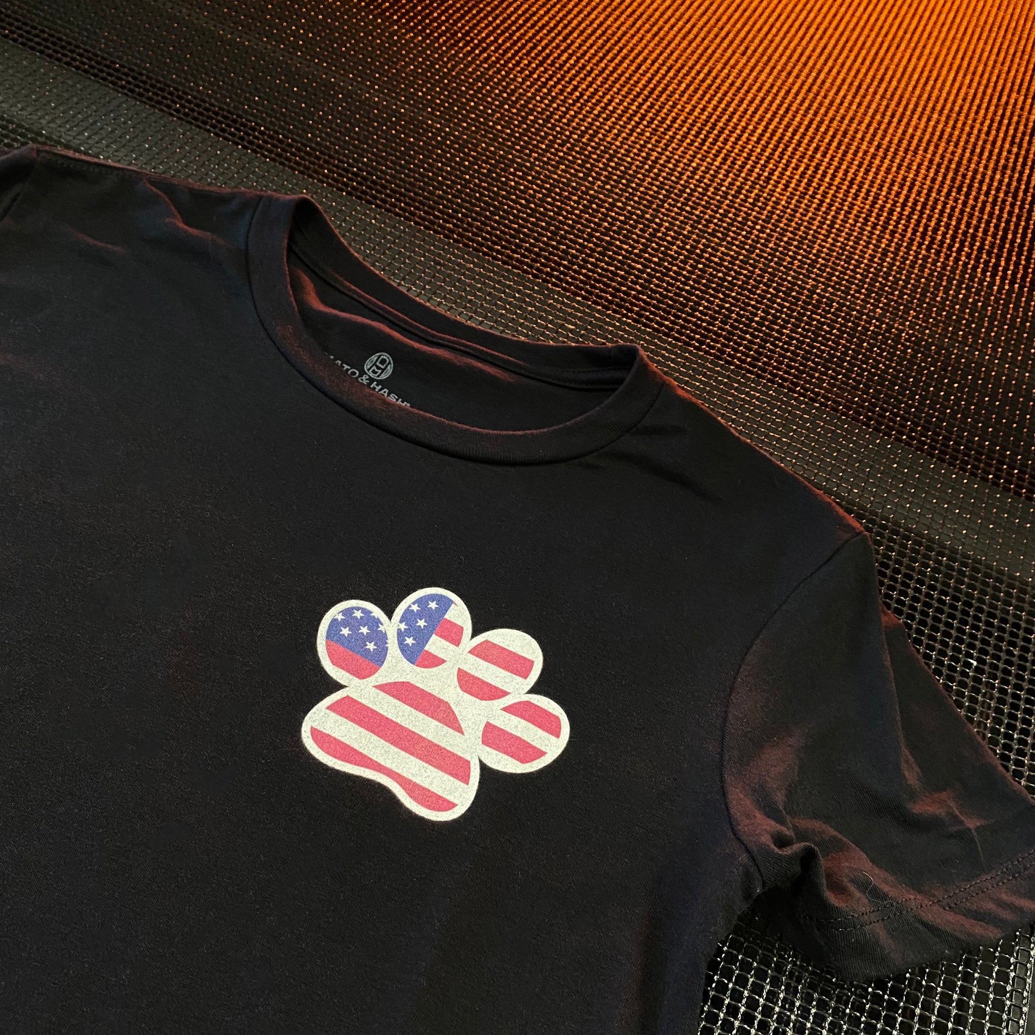 Mato & Hash American Flag Left Chest Paw Print T Shirt