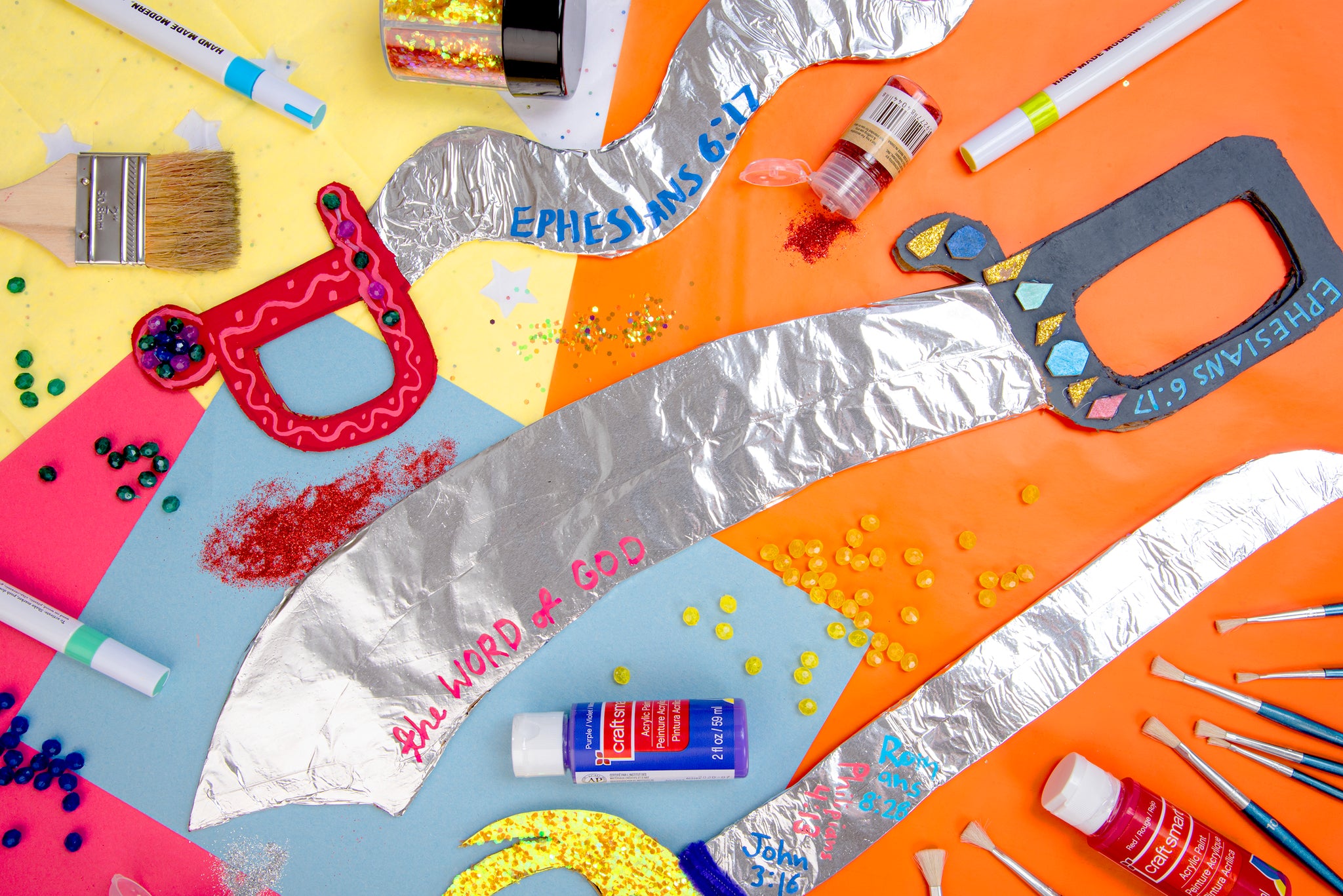 Sunday school craft idea, Sword of the Spirit made out of cardboard and tinfoil