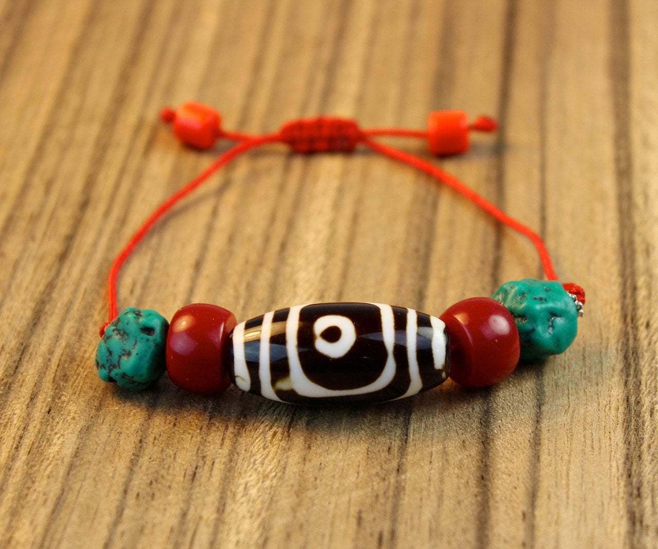 Guardian Dzi Bead Bracelet With Turquoise - DharmaShop