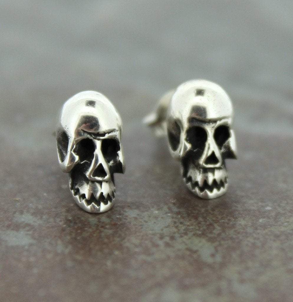 Sterling Silver Skull Post Earrings - DharmaShop