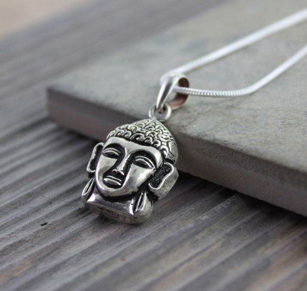 Buddha Head Silver Pendant - DharmaShop