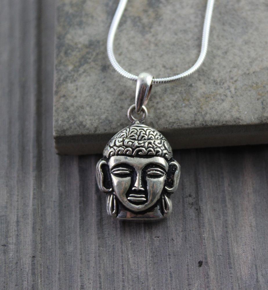 Buddha Head Silver Pendant - DharmaShop