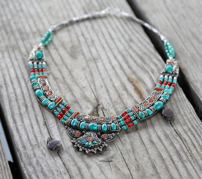 Jewelry,New Items Default Turquoise Fan Necklace jn346