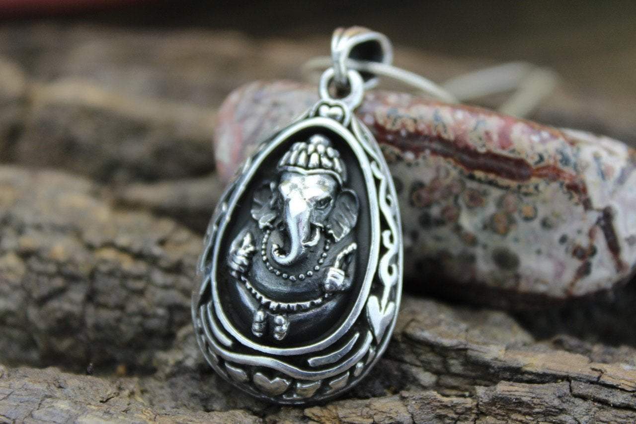 Solid Sterling Silver Ganesh Pendant - DharmaShop