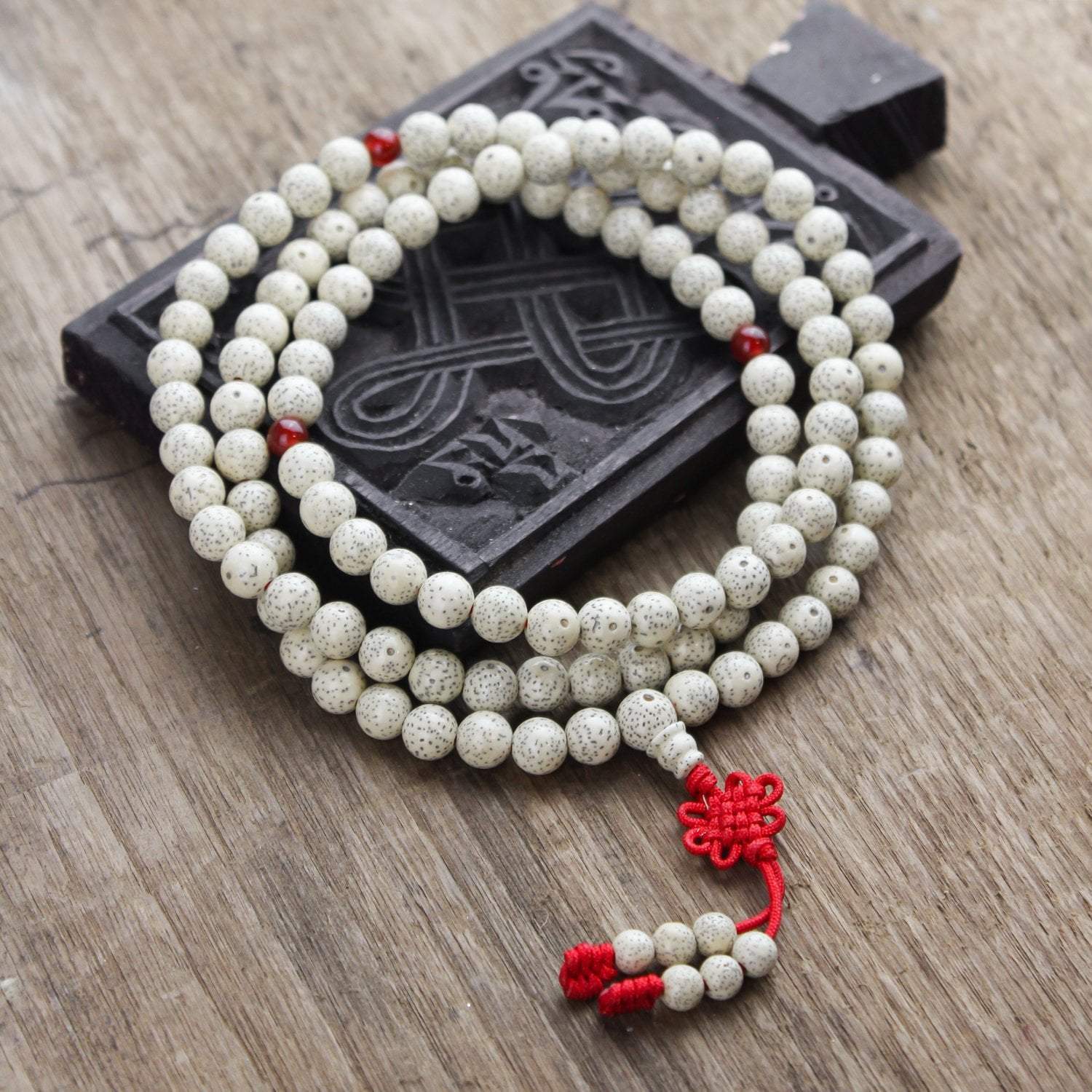 Rose Quartz and White Agate Full Mala – Japa Mala Beads