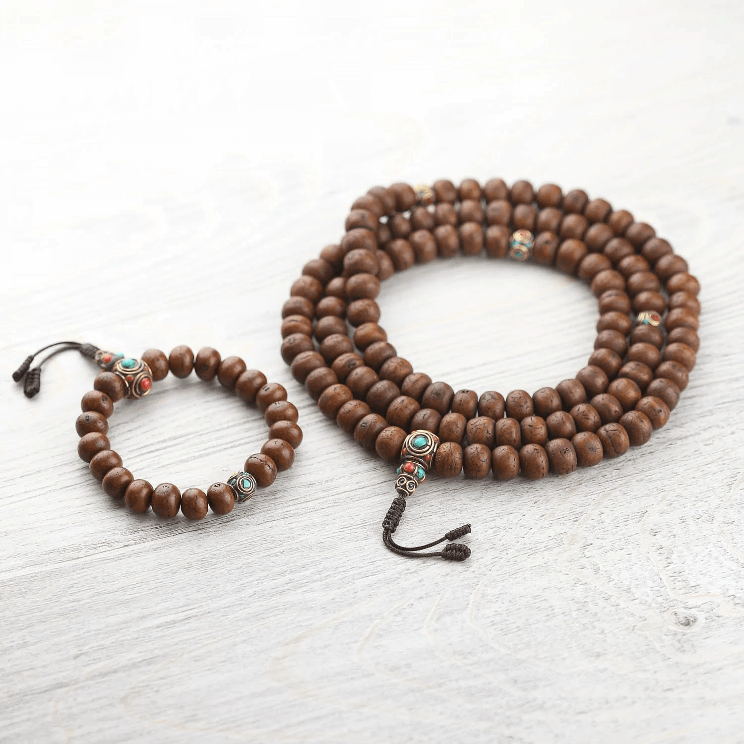 Dark Bodhi Seed Mala & Bracelet Set - Handmade and Sustainably