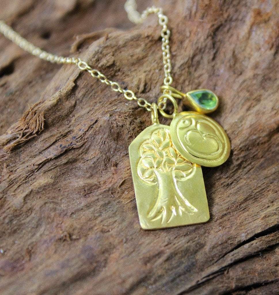 Tree of Life Om and Emerald Necklace - DharmaShop