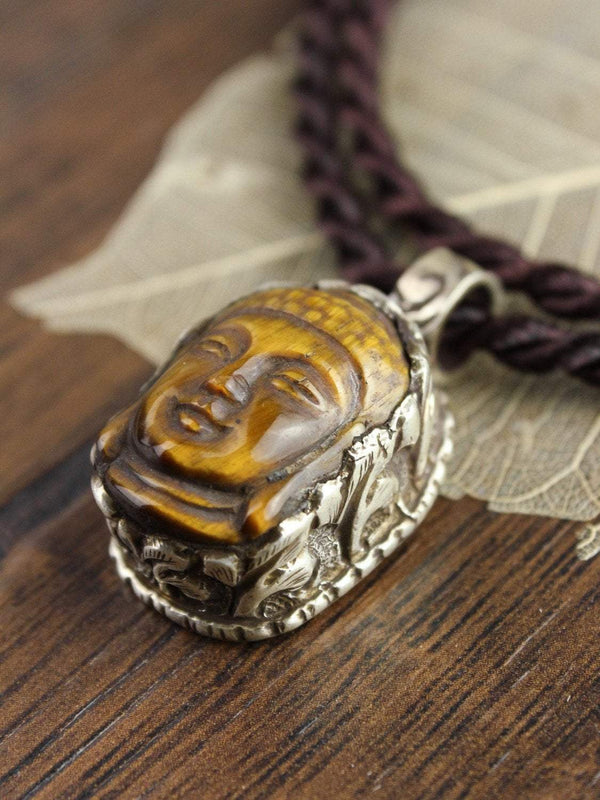 Protective Tiger Eye Buddha Necklace - DharmaShop