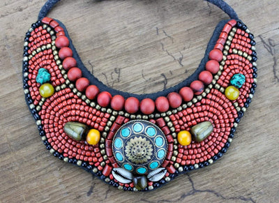 One of a Kind,Jewelry,New Items Default Large Traditional Tibetan Necklace jn397