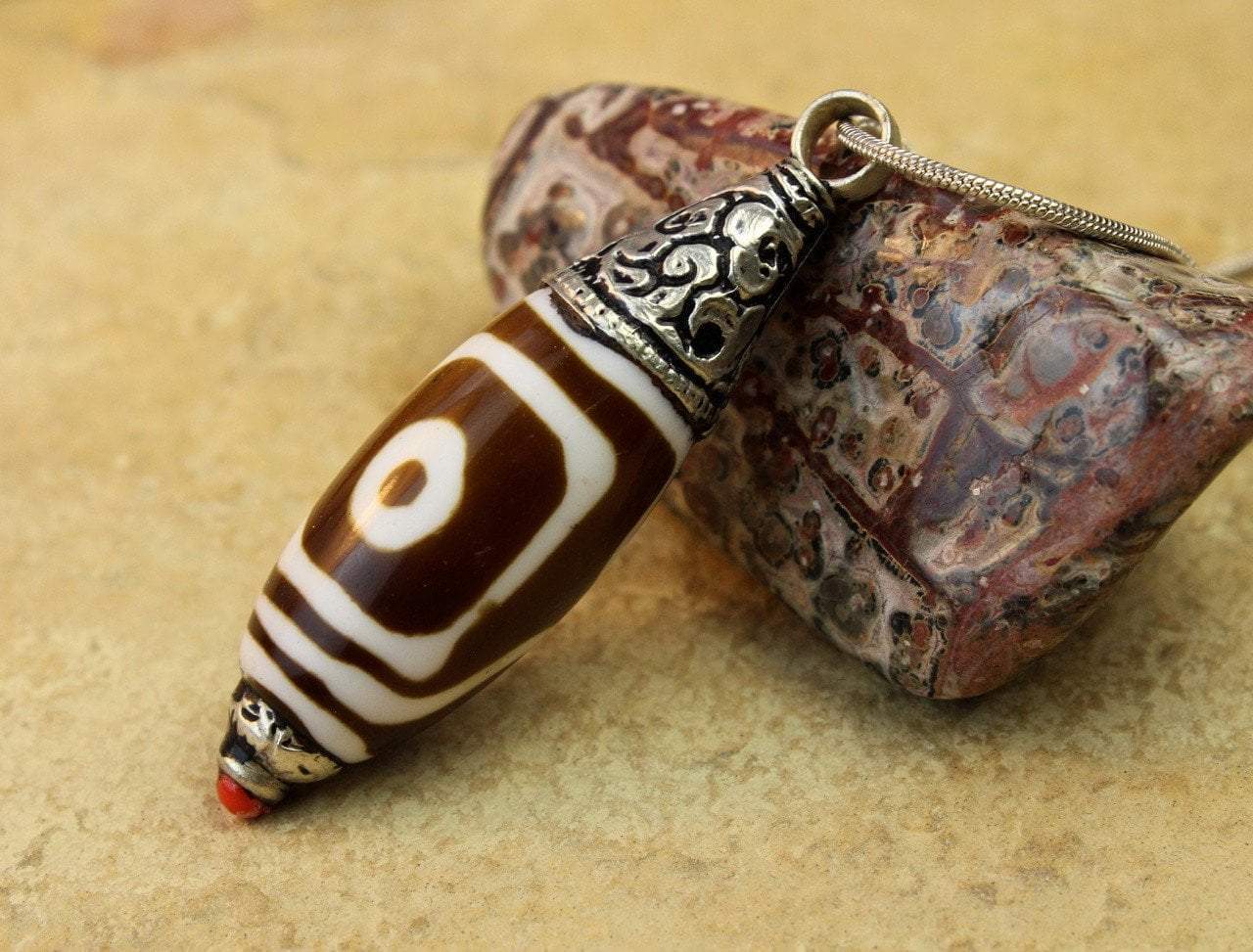 Dzi Bead Drop Pendant - DharmaShop