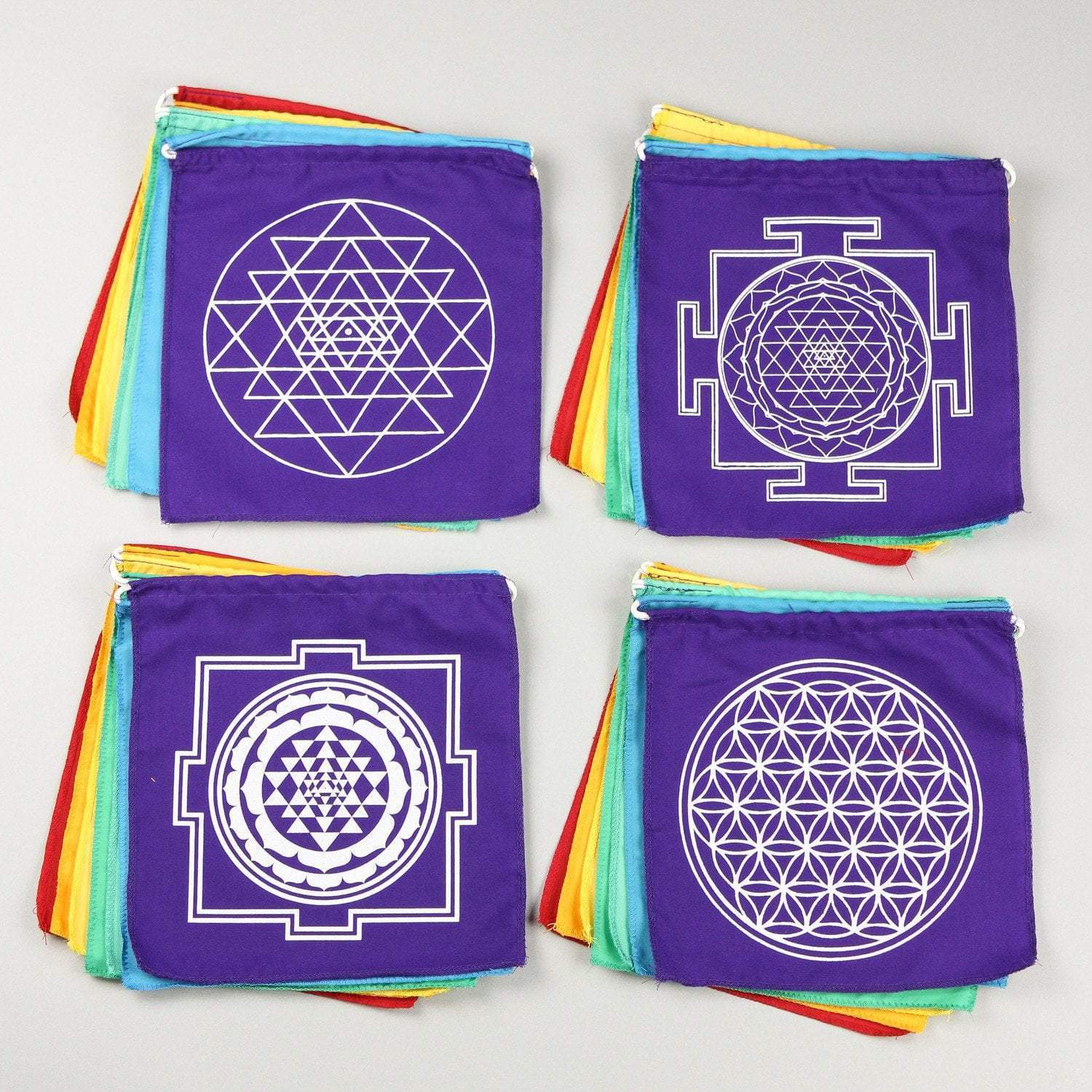 Set of Sacred Geometry Chakra Prayer Flags - thedharmashop