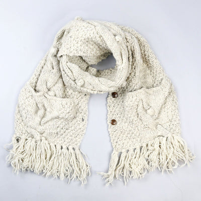 Cream Wool Pocket Shawl - DharmaShop