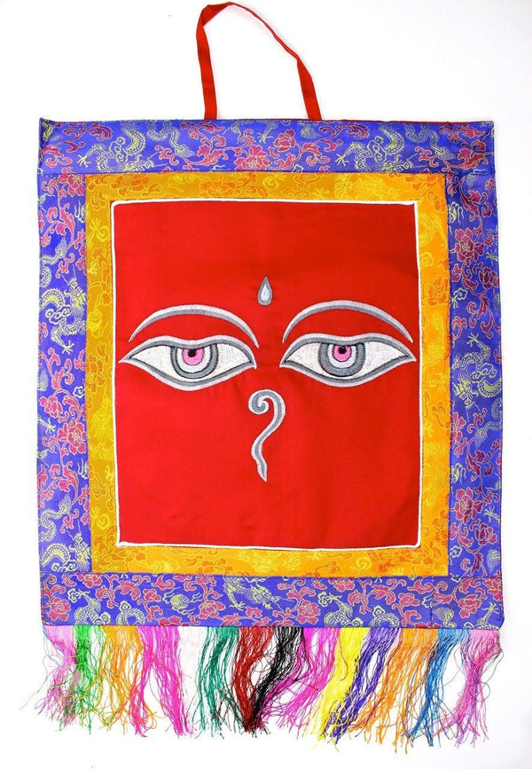 Large Embroidered Buddha Eyes Wall Hanging - DharmaShop