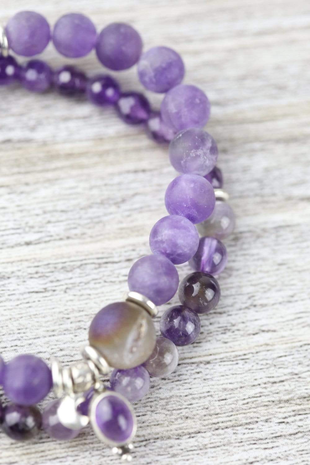 Amethyst Chakra Charm Double Wrap Bracelet Bracelet - DharmaShop