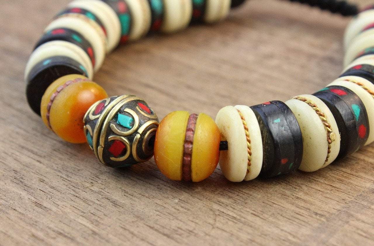 Vintage Bead and Bone Wrist Mala - DharmaShop