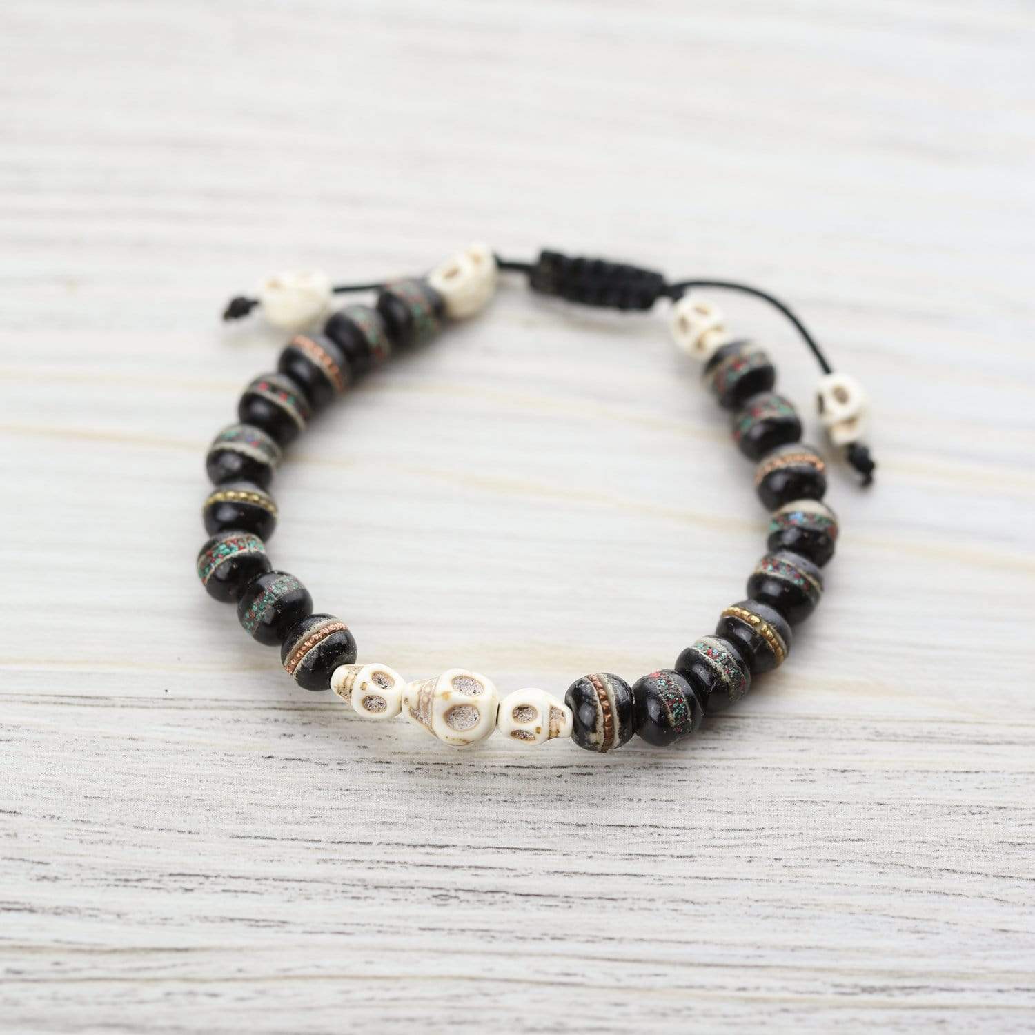 Bone and Skull Impermanence Wrist Mala Bracelet - DharmaShop