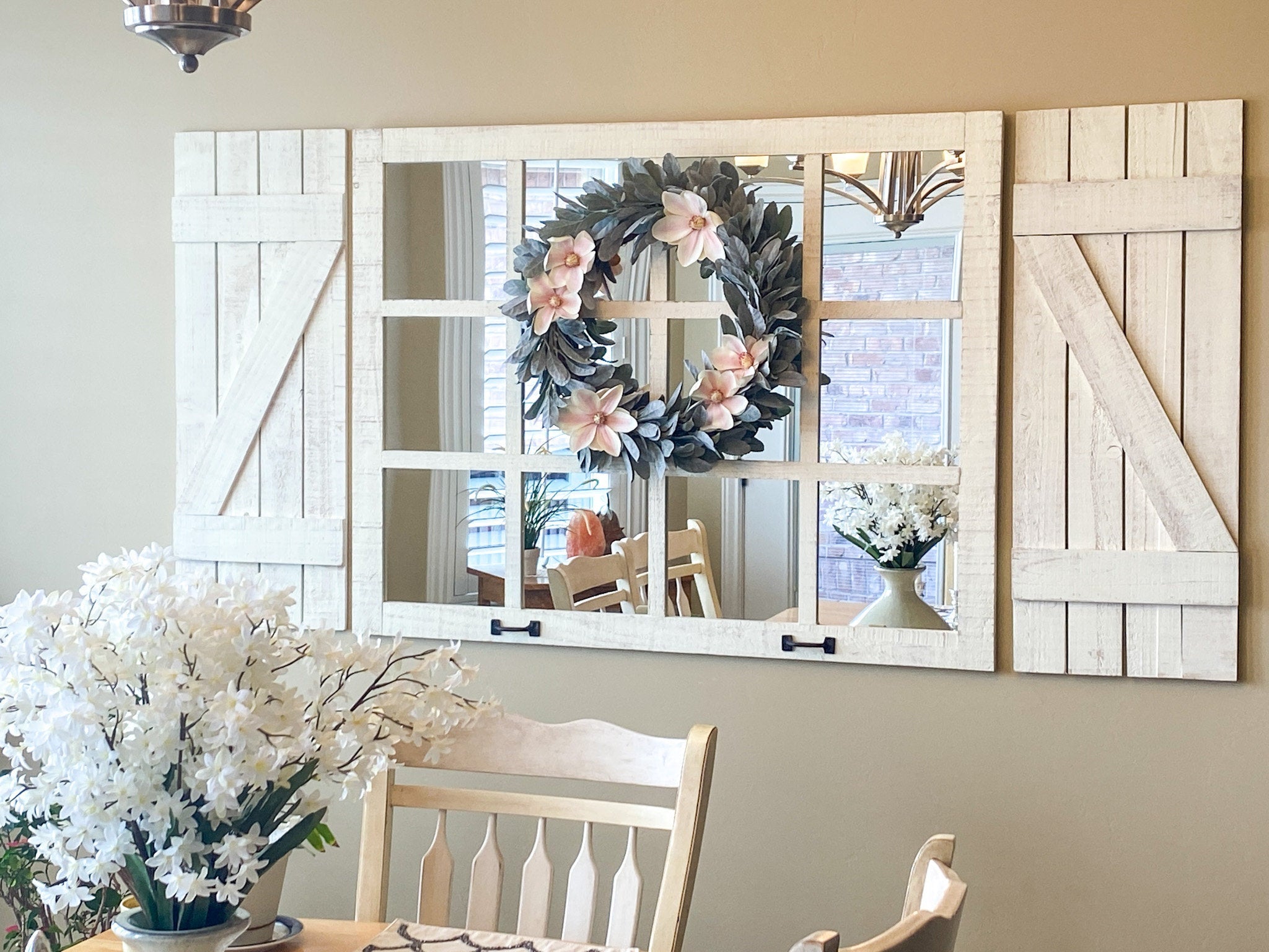 Farmhouse Wall Decor Rustic Mirror – Farmhouse Wall Decor Window Mirror